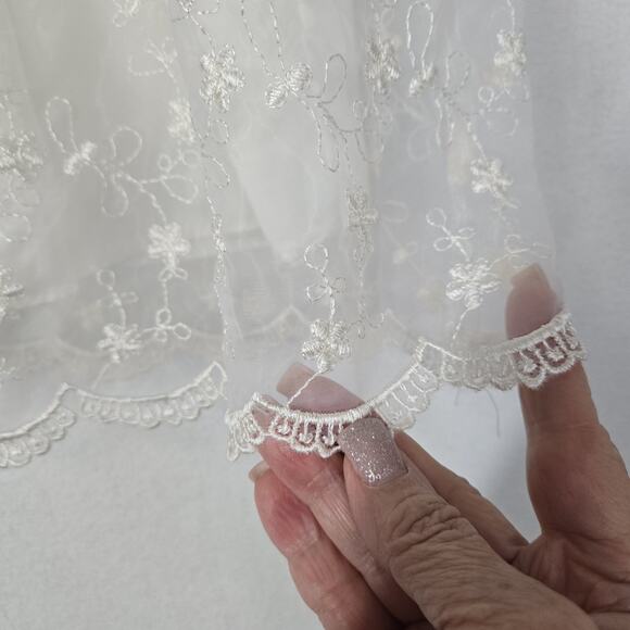VTG Crayon Kids Dress Sz 24 Mo Ivory Chiffon Embroidered Lace Wedding Formal - Picture 4 of 16